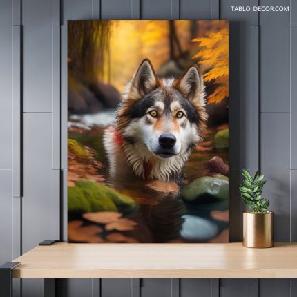 تابلو گرگ در جنگل Wolf in the forest