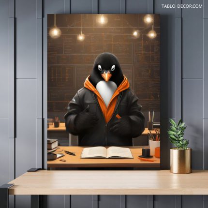 تابلو پنگوِِئن در حال مطالعه Penguin reading