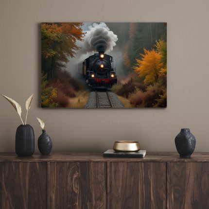 تابلو قطار در مسیر جنگل Train on the way to the forest