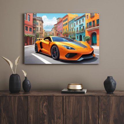 تابلو لامبورگینی نارنجی Orange Lamborghini