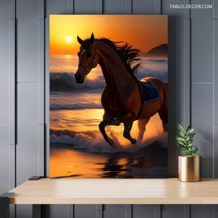 تابلو اسب در غروب آفتاب Horse at sunset