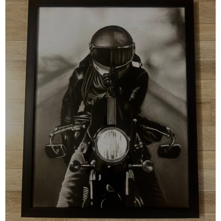 تابلو نقاشی سیاه قلم موتور سواری motorcycle ride