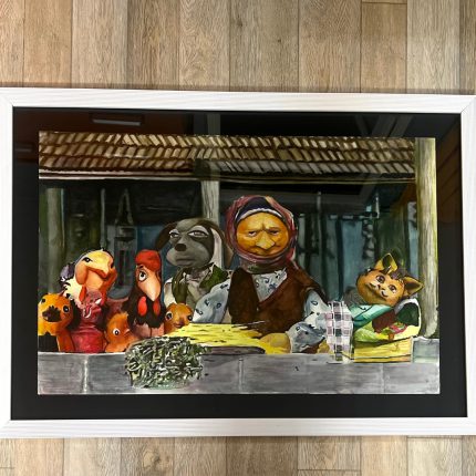 تابلو نقاشی سیاه قلم خانه مادربزرگ Grandma's house