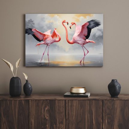 تابلو فلامینگو های مهربان Friendly flamingos