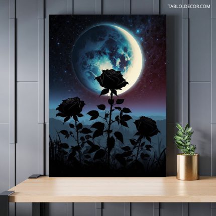 تابلو ماه و گل moon and flower