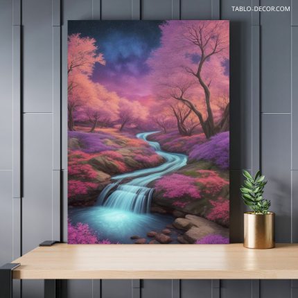 تابلو رودخانه زیبا در جنگل Beautiful river in the forest