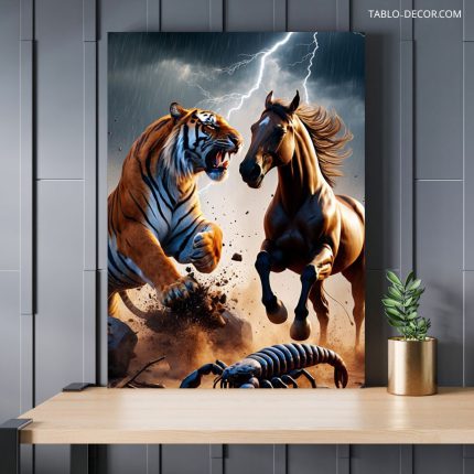 تابلو اسب و ببر horse and tiger
