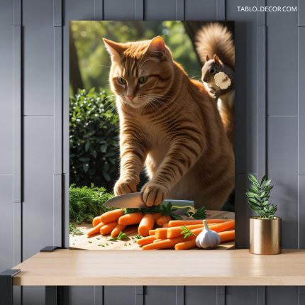 تابلو گربه سر آشپز Chef's cat