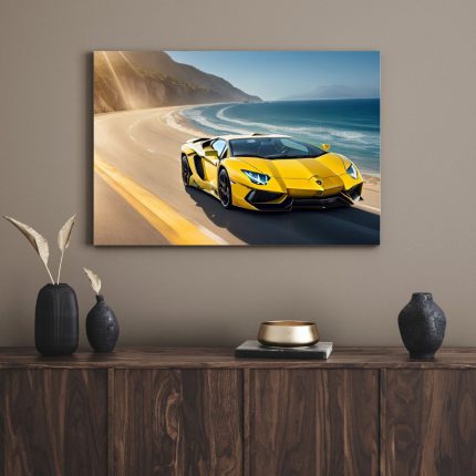 تابلو لامبورگینی زرد Yellow Lamborghini