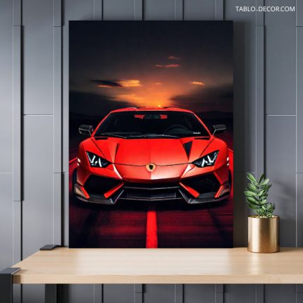 تابلو ماشین لامبورگینی قرمز Red Lamborghini
