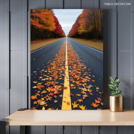 تابلو جاده پاییزی autumn road