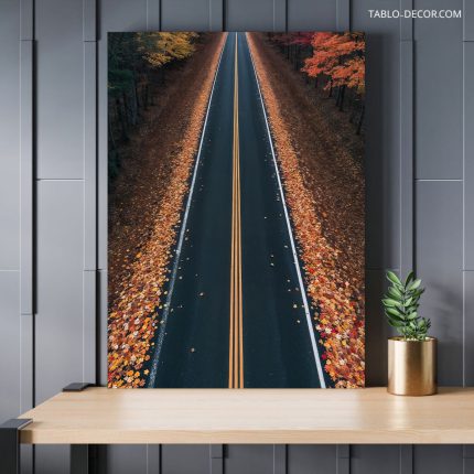 تابلو جاده پاییزی زیبا Beautiful autumn road