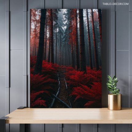 تابلو درختان قرمز رنگ Red trees