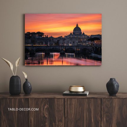 تابلو غروب دل انگیز شهر رم Beautiful sunset in Rome