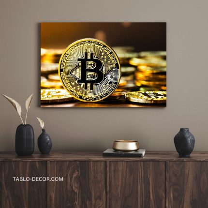 تابلو بیت کوین طلایی رنگ Golden Bitcoin