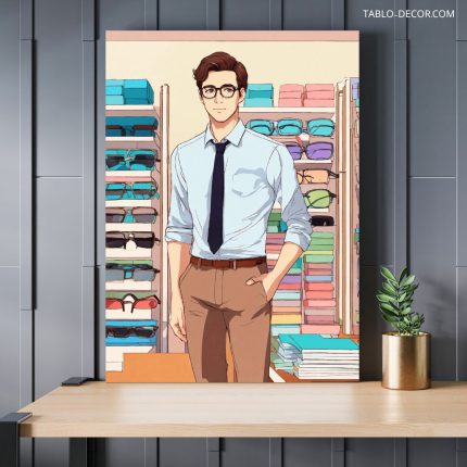 تابلو مرد عینکی man with glasses