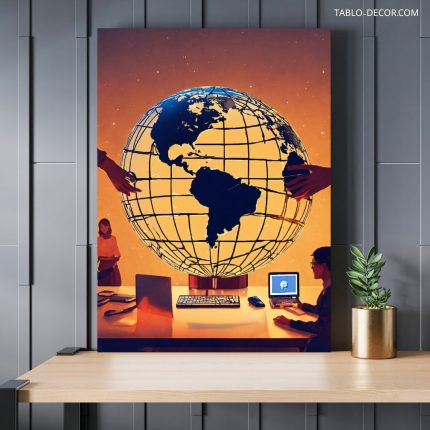 تابلو آژانس مسافرتی با طرح کره زمین Travel agency with a globe design