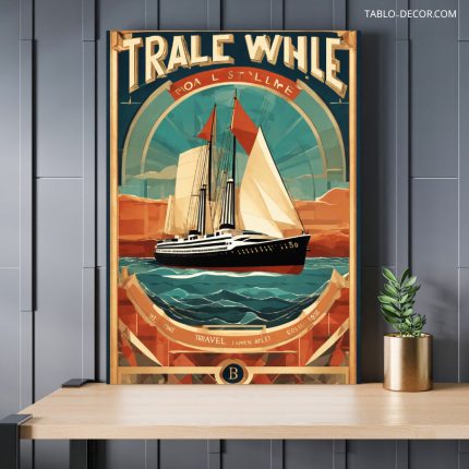 تابلو آژانس مسافرتی با طرح کشتی Travel agency with ship design