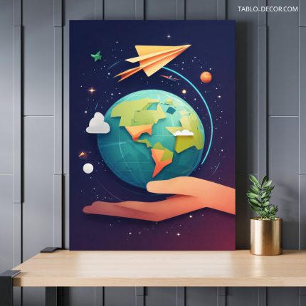 تابلو آژانس مسافرتی با طرح کره زمین Travel agency with a globe design