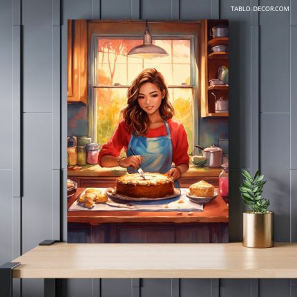 تابلو دختر کیک پز cake maker girl