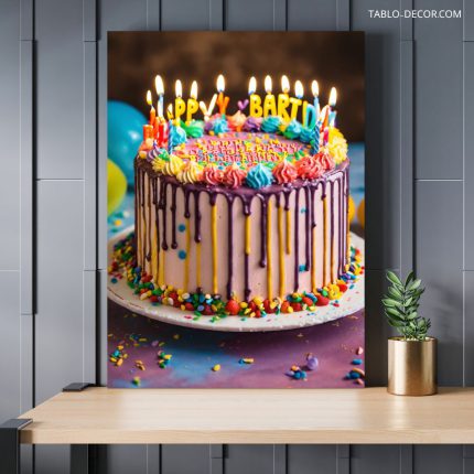 تابلو دکوراتیو کیک تولد birthday cake