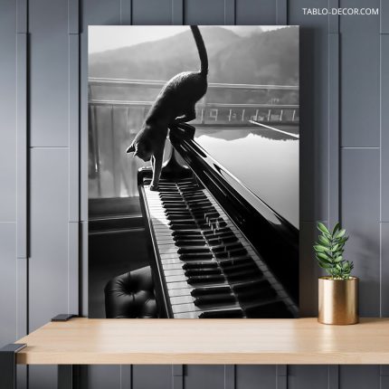 تابلو دکوراتیو مدرن پیانو سیاه و سفید Black and white piano