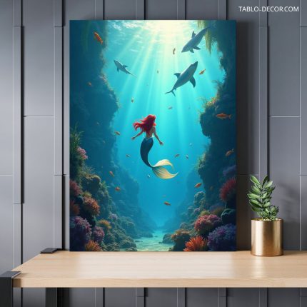 تابلو پری دریایی در اعماق دریا Mermaid in the deep sea