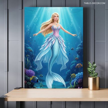 تابلو پری دریایی کارتونی cartoon mermaid