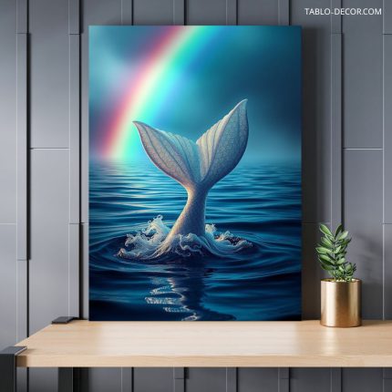 تابلو پری دریایی و رنگین کمان Mermaid and rainbow