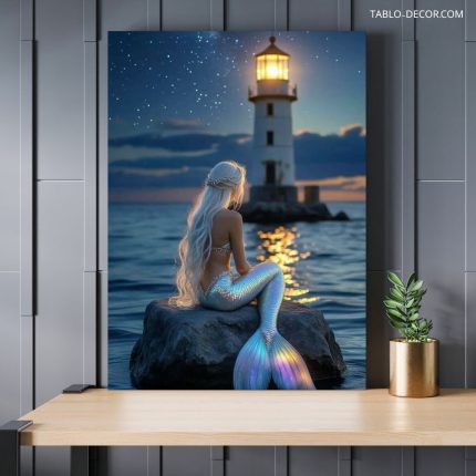 تابلو پری دریایی روی سنگ Mermaid on the rock