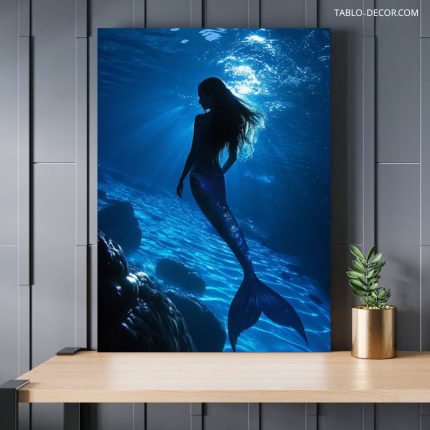 تابلو پری دریایی در اعماق دریای آبی Mermaid in the deep blue sea