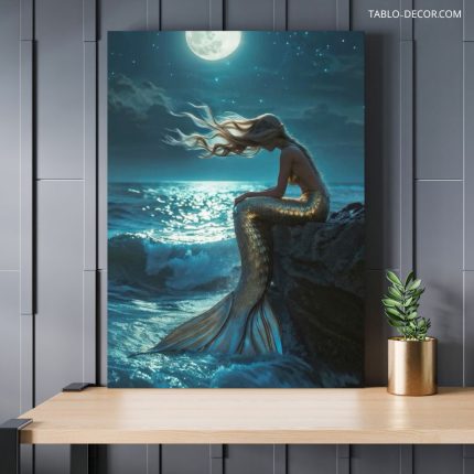 تابلو پری دریایی با رنگ های زیبا Mermaid with beautiful colors