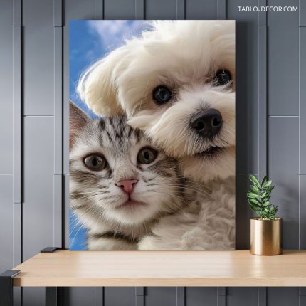تابلو سگ و گربه dog and cat