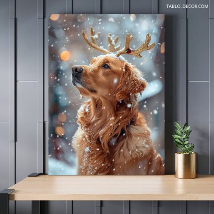 تابلو سگ در برف Dog in the snow